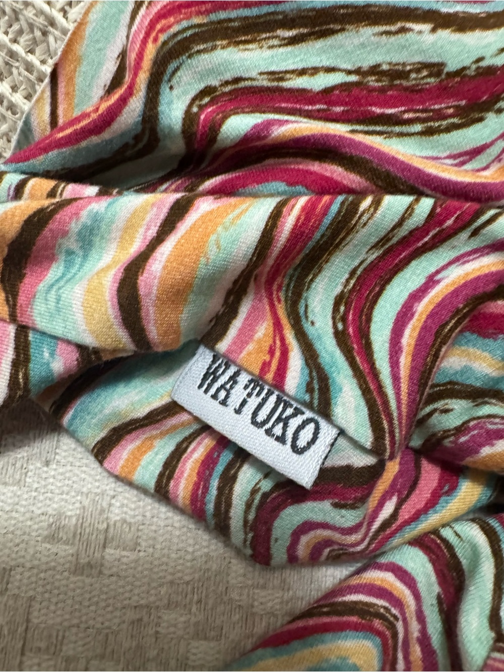 Wit & Wisdom Multicolor Swirl Print Top — Mint, Pink & Brown
